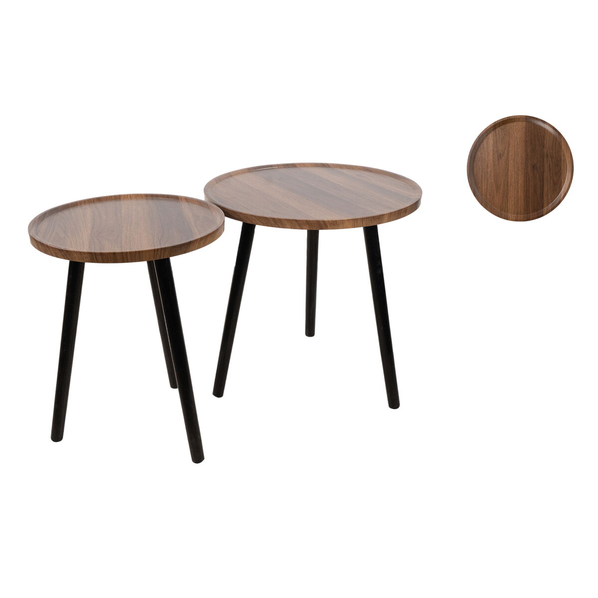 Tables set Romimex Brown Black Wood Metal 2 Pieces Romimex