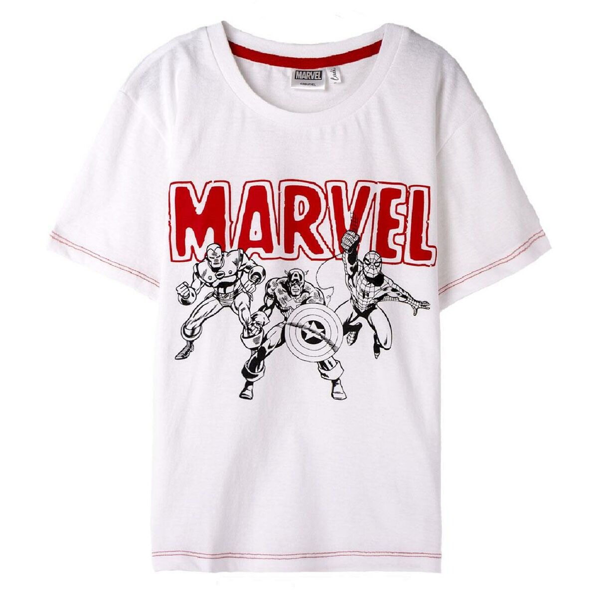 Child's Short Sleeve T-Shirt Marvel White Marvel