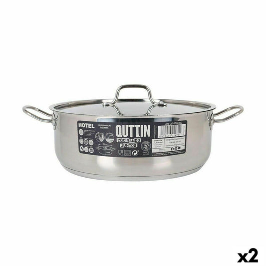 Casserole with lid Quttin Hotel Steel ø 32 x 12 cm (2 Units)