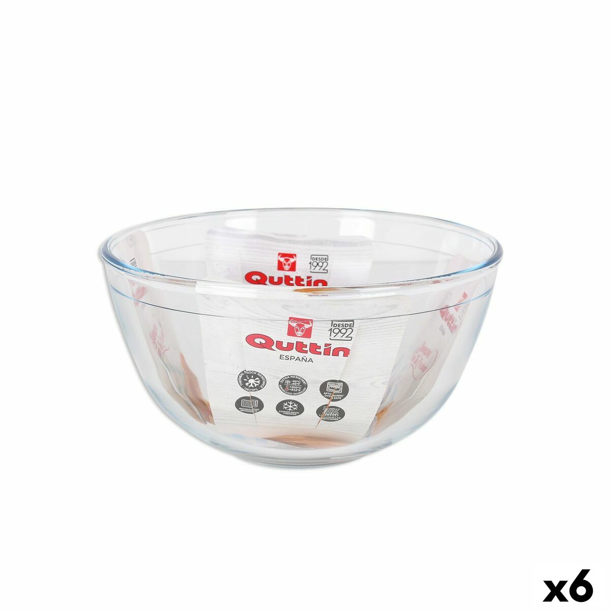 Mixing Bowl Quttin Glass ø 21,2 x 11,2 cm (6 Units)