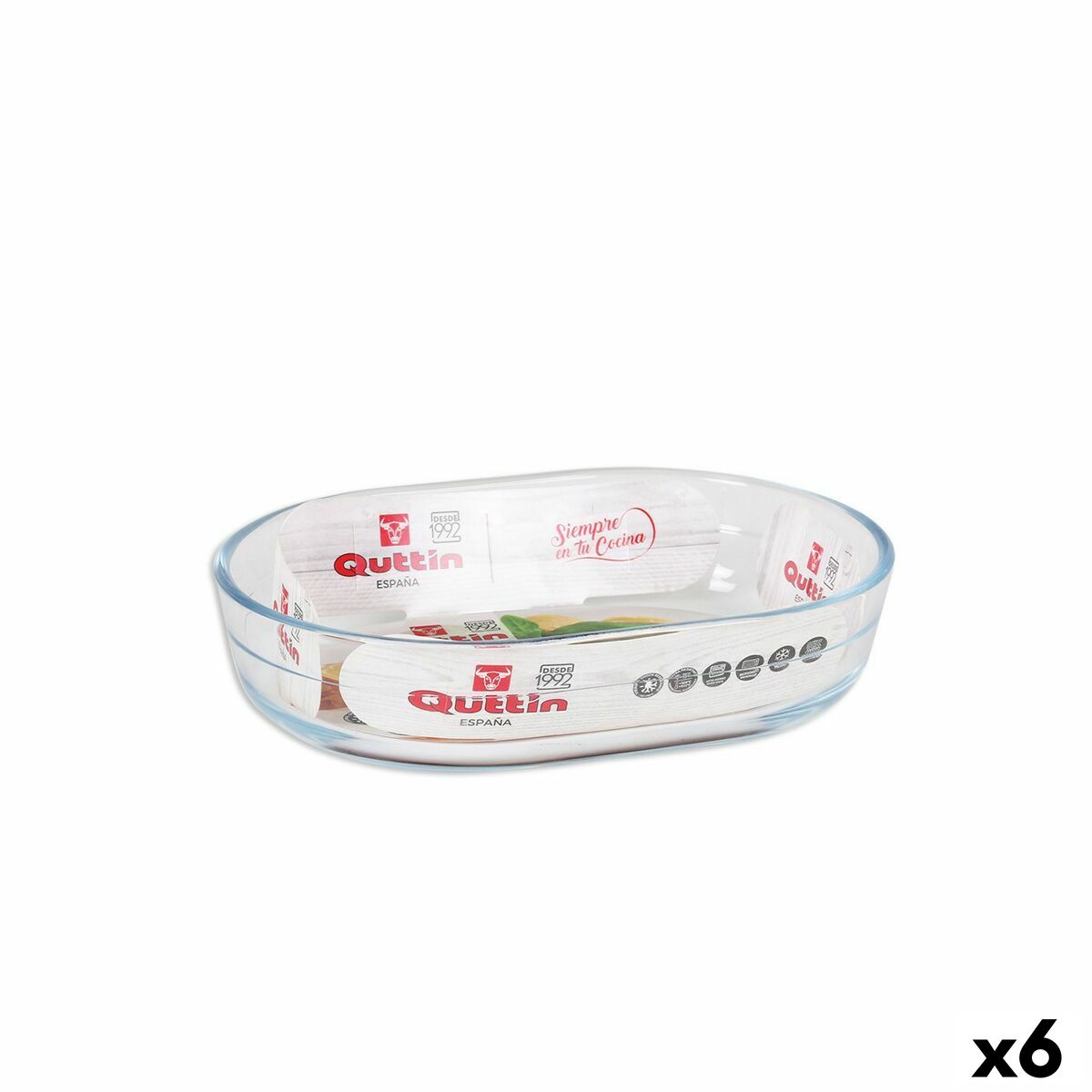 Oven Dish Quttin Glass Oval 600 ml 17,6 x 12,7 x 4 cm (6 Units)