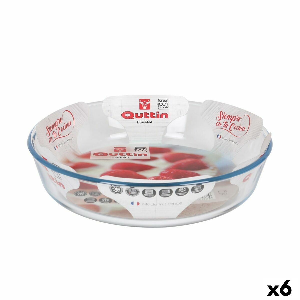 Oven Dish Quttin Glass 2,3 L ø 26 x 5,9 cm (6 Units)