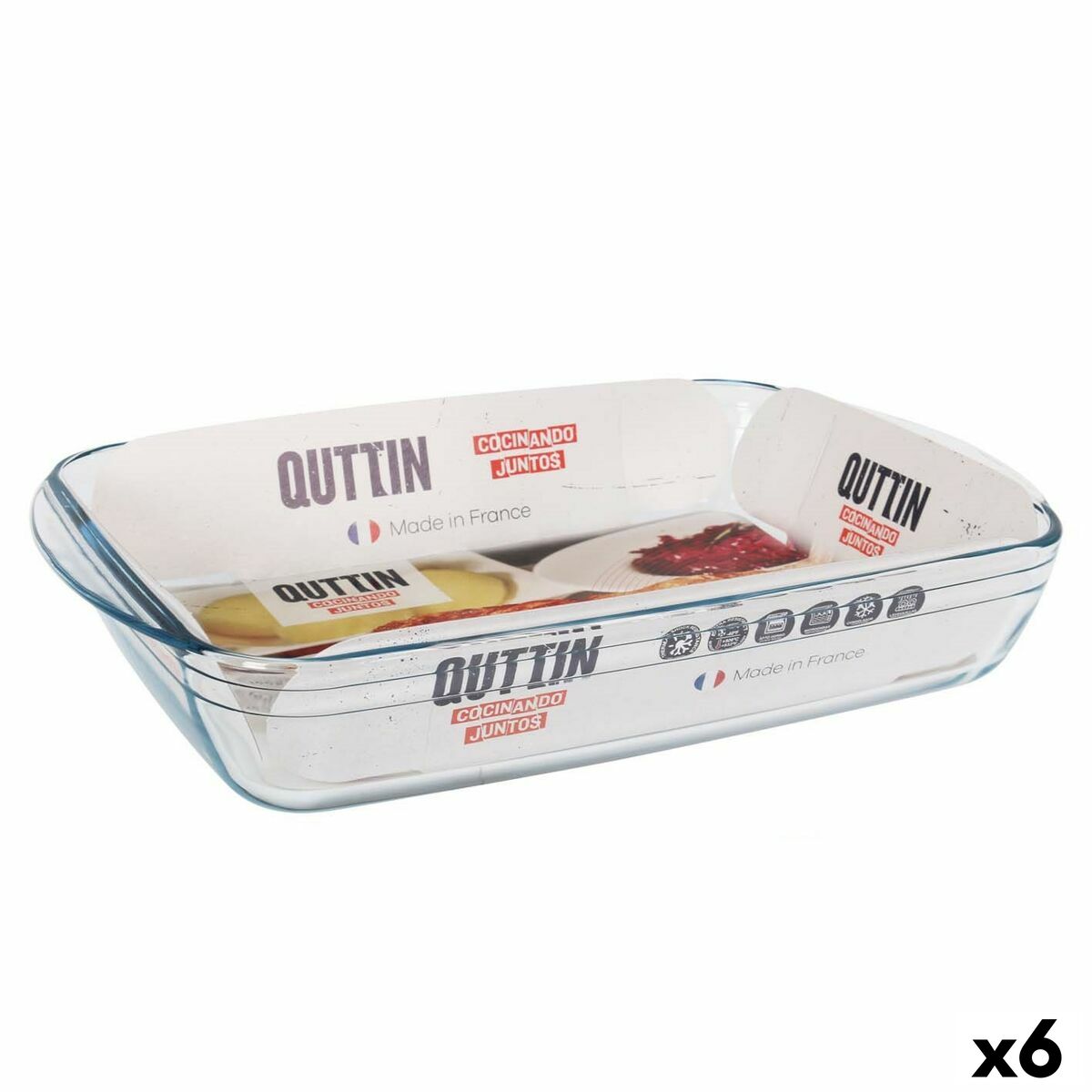 Oven Dish Quttin Transparent Glass Rectangular 5 L 40,2 x 26,4 x 7 cm (6 Units)