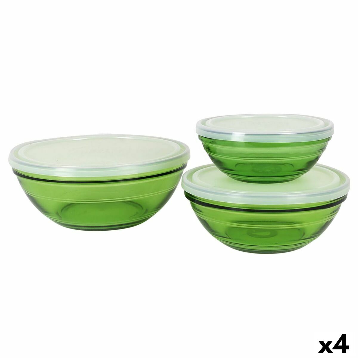 Set of bowls Duralex Green With lid 3 Pieces (4 Units)