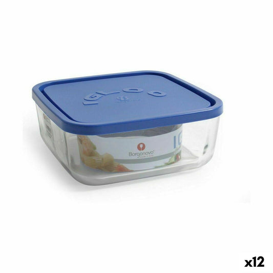 Lunch box Borgonovo Squared Blue 1,8 L 18,5 x 18,5 x 7,4 cm (12 Units) Borgonovo