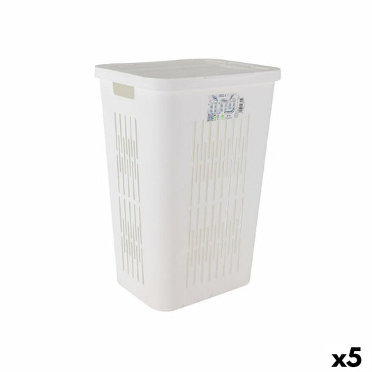 Laundry Basket Tontarelli Bella Double lid 60 L White 40,5 x 33 x 59 cm (5 Units)