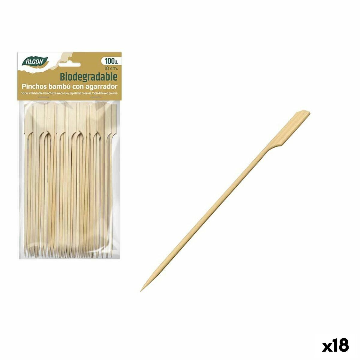 Barbecue Skewer Set Algon Bamboo 100 Pieces 18 cm (18 Units) Algon