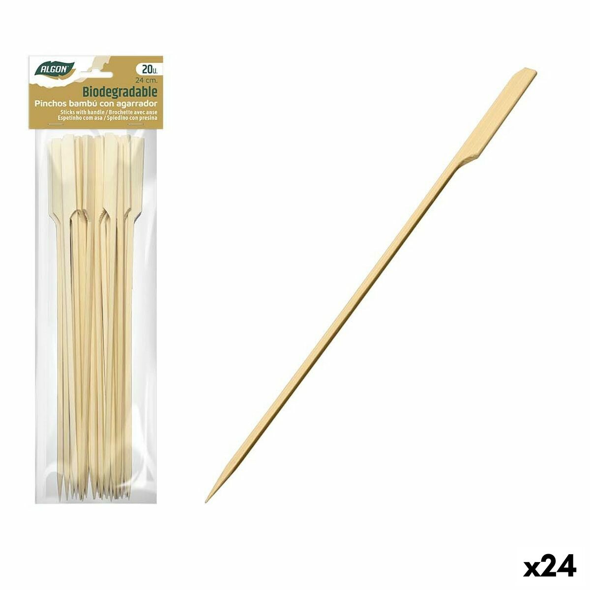 Barbecue Skewer Set Algon Bamboo 20 Pieces 24 cm (24 Units) Algon