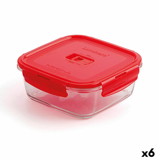 Hermetic Lunch Box Luminarc Pure Box Red 1,22 L Glass (6 Units)