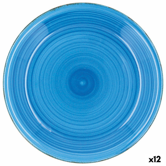 Flat Plate Quid Vita Azul Blue Ceramic Ø 27 cm (12 Units) Quid