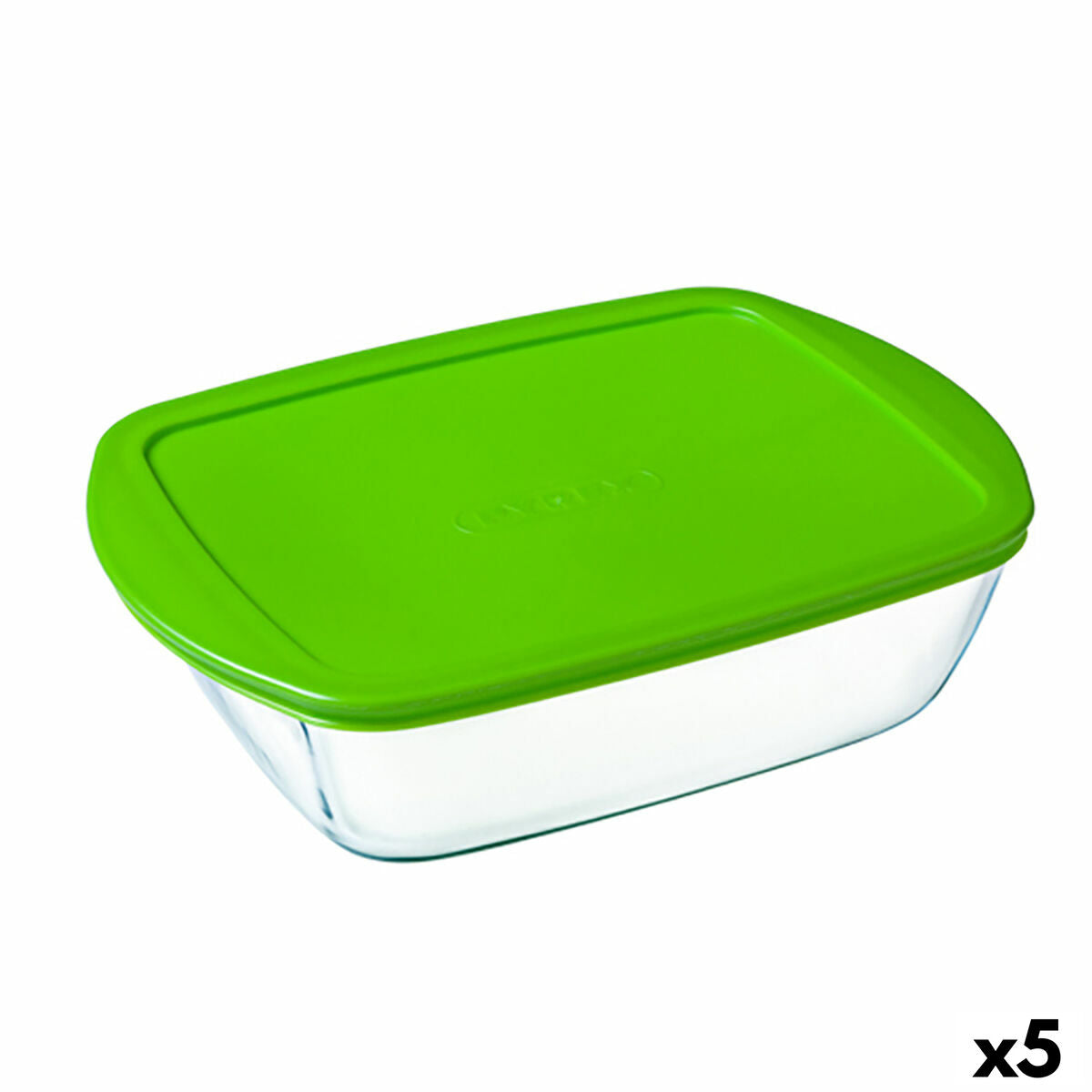 Rectangular Lunchbox with Lid Pyrex Cook&store Px Green 2,5 L 28 x 20 x 8 cm Glass Silicone (5 Units) Pyrex