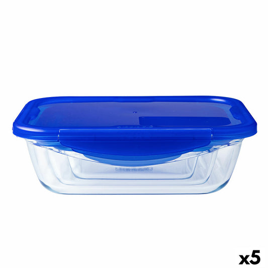 Hermetic Lunch Box Pyrex Cook & Go Blue 1,7 L 24 x 18 cm Glass (5 Units)