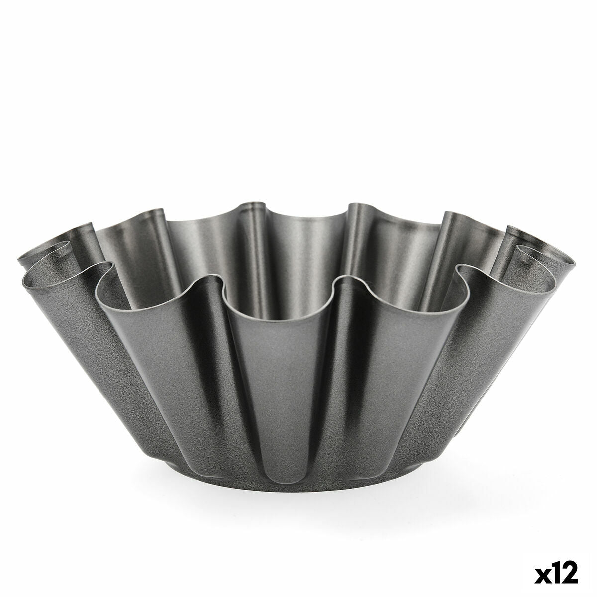 Flan Mould Quid Sweet Grey Black Metal 23 x 9 cm (12 Units) Quid