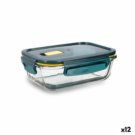 Hermetic Lunch Box Quid Astral Rectangular 640 ml Blue Glass (12 Units) Quid