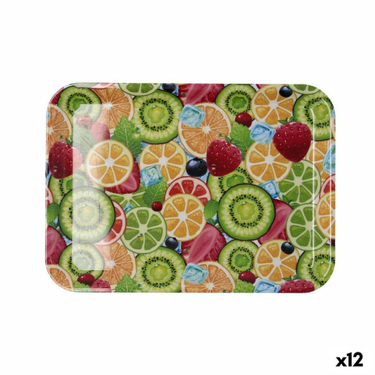 Breakfast tray Quid Habitat Multicolour Plastic 32 x 23 x 1,7 cm With handles Fruits (12 Units) Quid