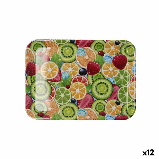 Breakfast tray Quid Habitat Multicolour Plastic 28 x 20 x 1,5 cm With handles Fruits (12 Units) Quid