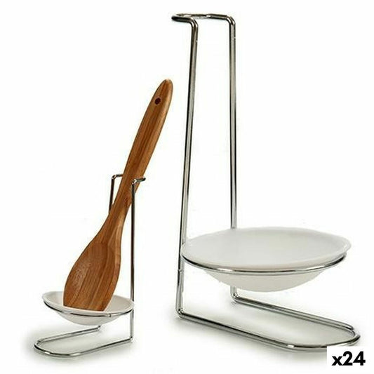 Spoon Rest Silver White polypropylene Iron 10 x 18 x 11 cm (24 Units) Kinvara