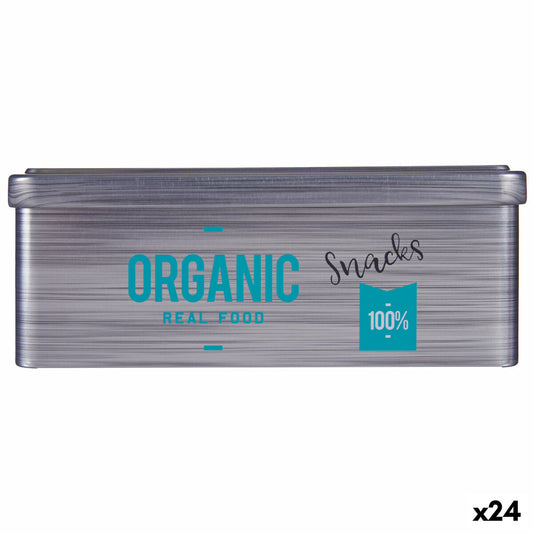 Tin Organic Snacks Grey Tin (11 x 7,1 x 18 cm) (24 Units)