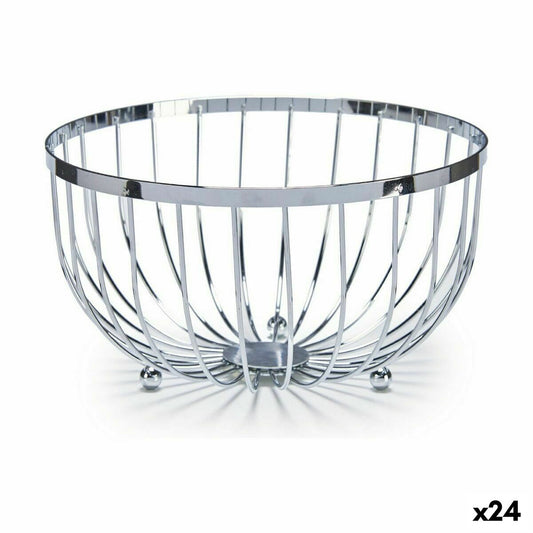 Fruit Bowl Iron Silver 25 x 14 x 25 cm (24 Units)