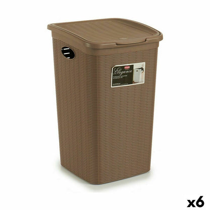 Laundry Basket Stefanplast Elegance Beige Plastic 50 L 36,5 x 54,5 x 38 cm (6 Units) Stefanplast