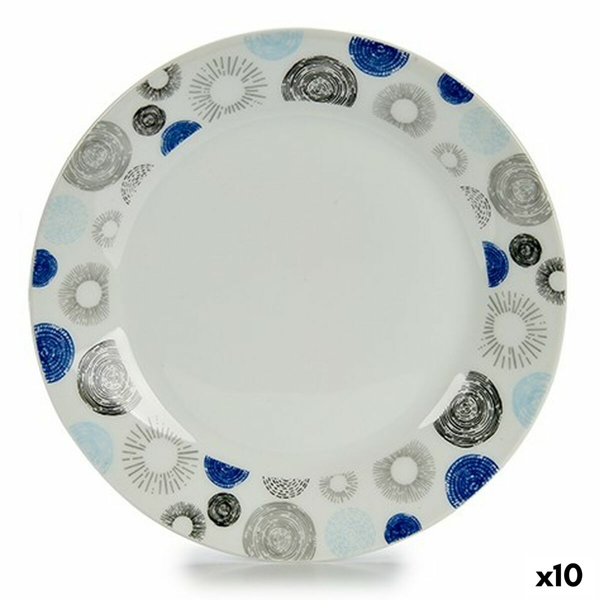 Dessert dish Circles Porcelain 19 x 2 x 19 cm (10 Units)