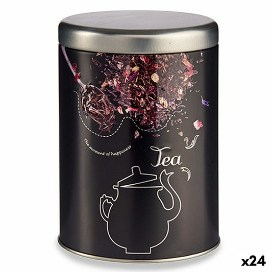 Tin Tea Black Metal 1 L 10,5 x 15 x 10,5 cm (24 Units)