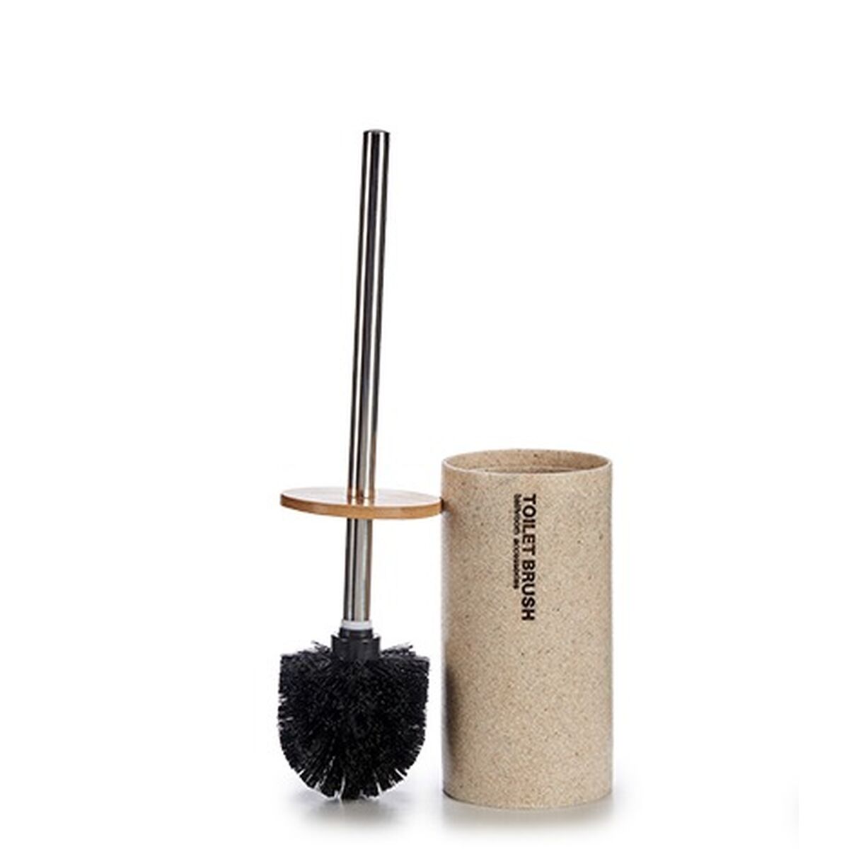 Toilet Brush Beige Silver Metal Resin Bamboo 9,6 x 37,5 x 9,6 cm (6 Units)