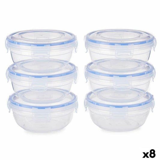 Set of lunch boxes Hermetic Blue Transparent Plastic 800 ml 15,5 x 7,5 x 15,5 cm (8 Units)