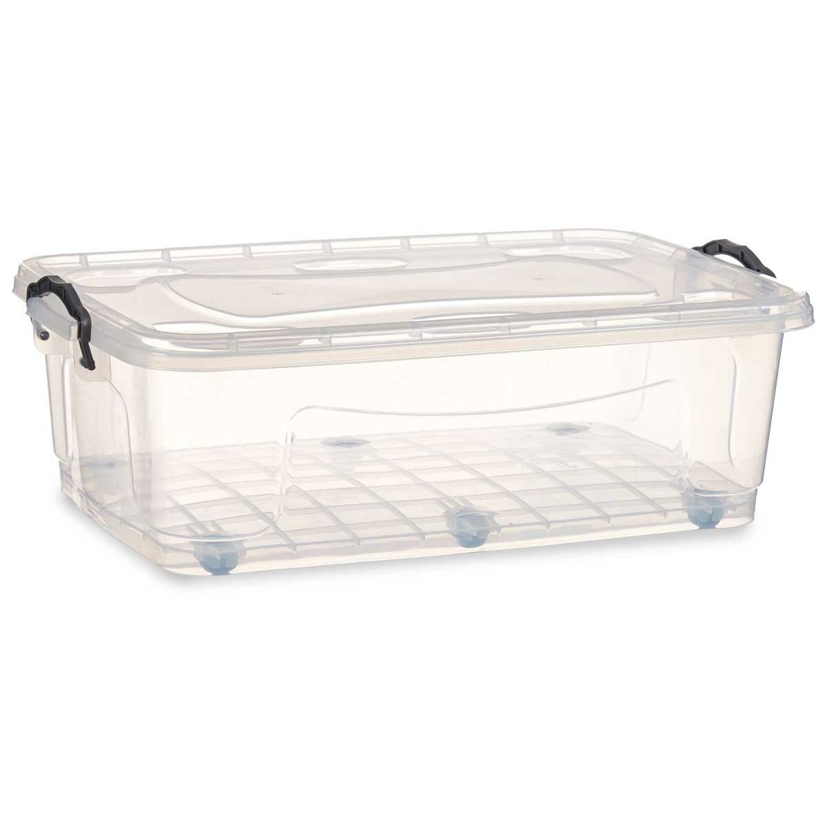 Storage Box with Wheels Transparent Plastic 30 L 40 x 20,5 x 63 cm (6 Units)