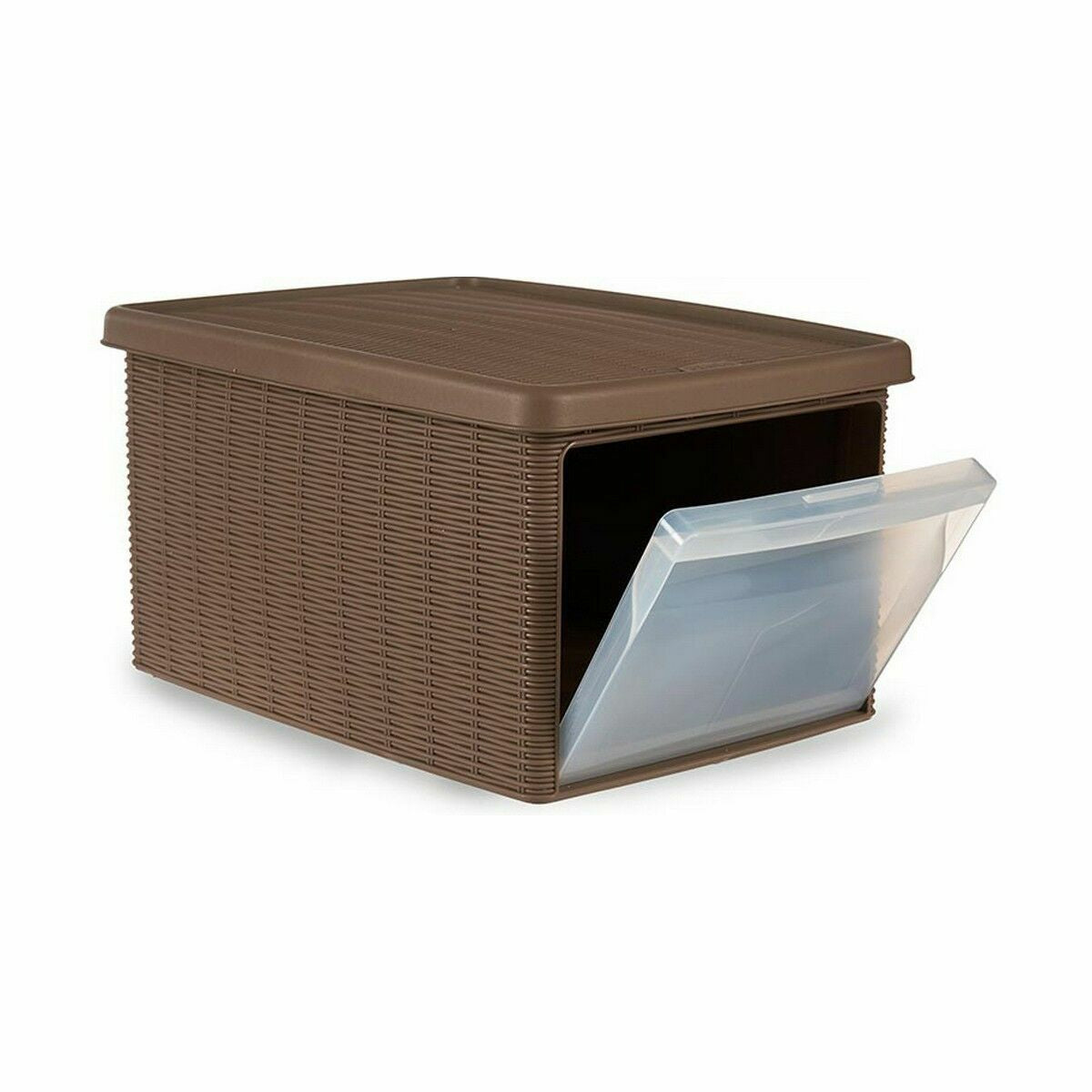 Storage Box with Lid Stefanplast Elegance Side Beige Plastic 29 x 21 x 39 cm (5 Units)