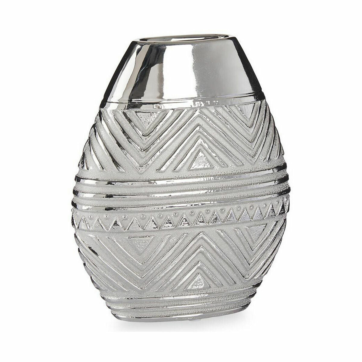 Vase Width Silver Ceramic 9,8 x 26,5 x 22 cm (6 Units) Gift Decor