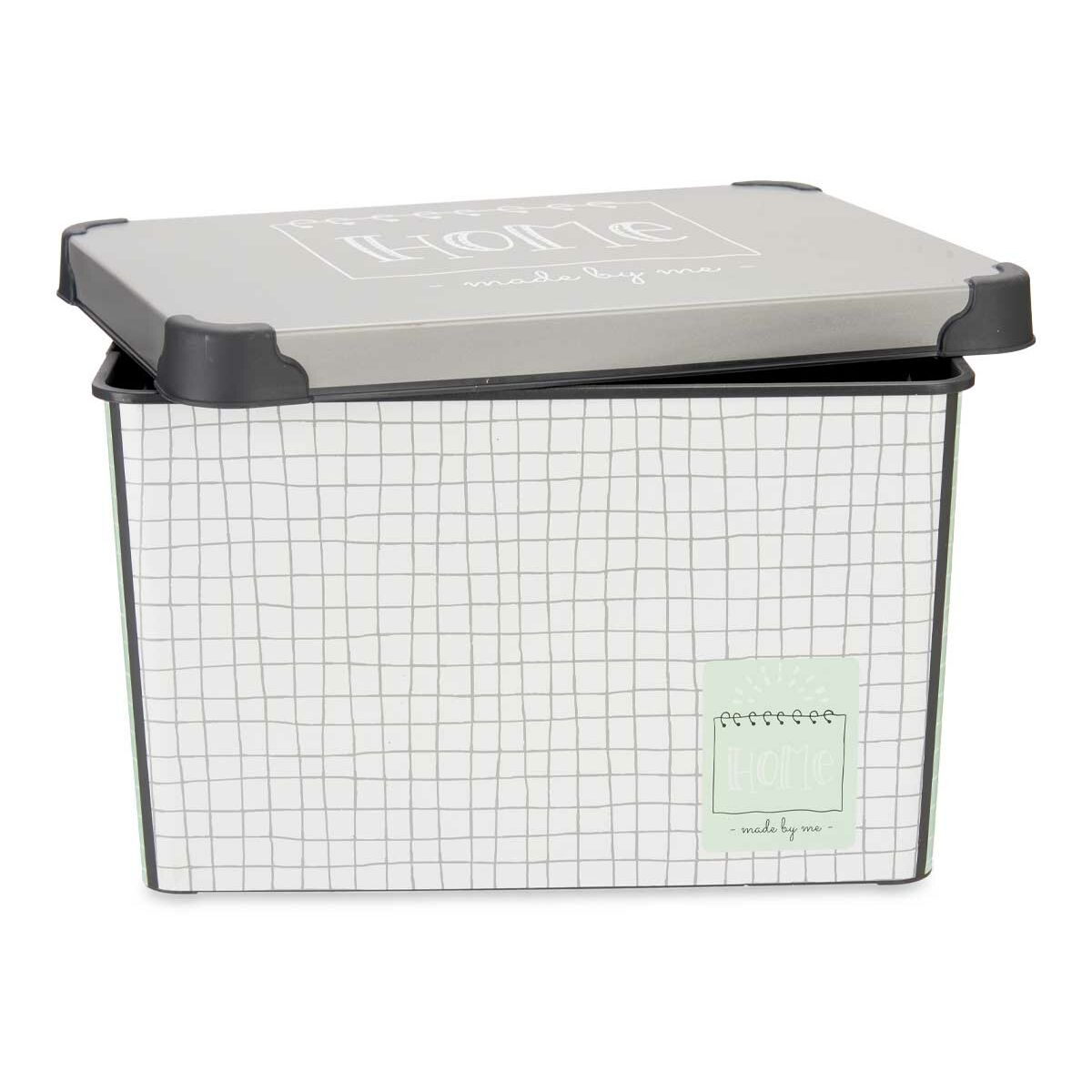 Storage Box with Lid Home Graph paper Grey Plastic 17 L 28 x 22 x 37 cm (12 Units)