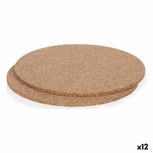 Trivet set Table Mat Natural Cork 18 x 0,5 x 18 cm (12 Units)