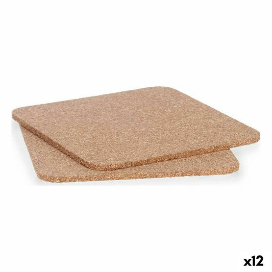 Trivet set Table Mat Natural Cork 18 x 0,5 x 18 cm (12 Units)