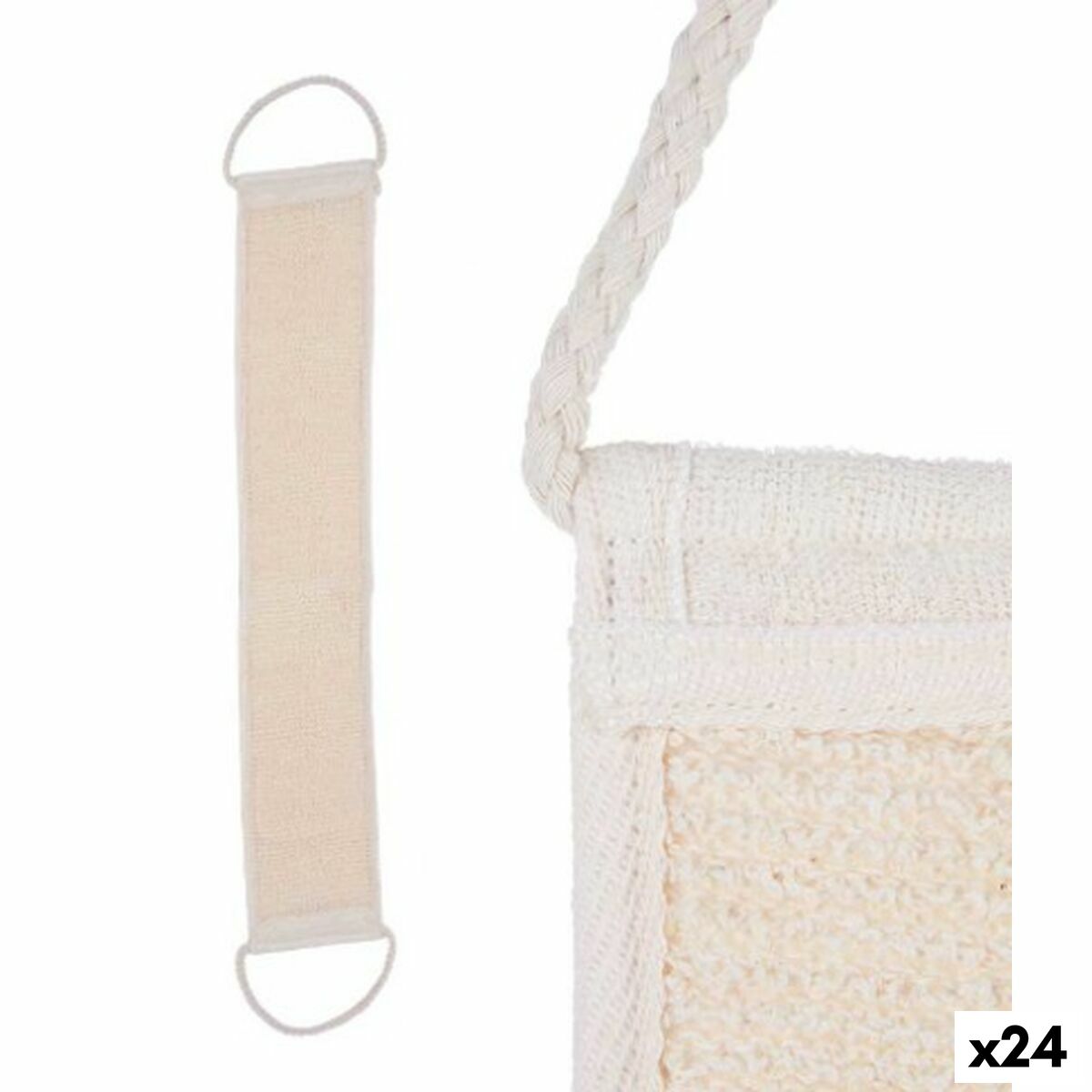 Body Sponge With handles White Beige 20 x 2,5 x 9,5 cm (24 Units)