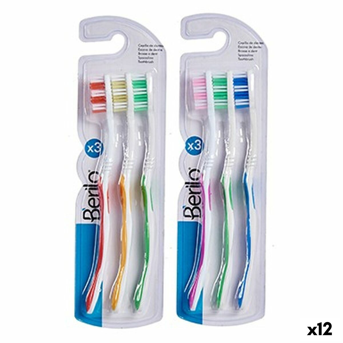 Toothbrush Yellow Blue Red Green (12 Units) Berilo