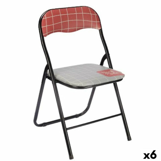 Folding Chair Hand Made Brown Black Grey PVC Metal 43 x 46 x 78 cm (6 Units)