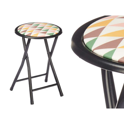 Folding Stool Geometric Black PVC Metal 30 x 30 x 45 cm (10 Units)