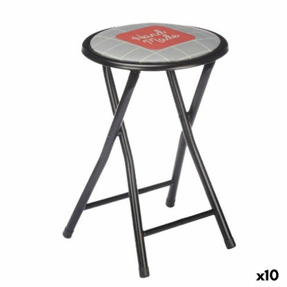 Folding Stool Hand Made Brown Black Grey PVC Metal 30 x 30 x 45 cm (10 Units)