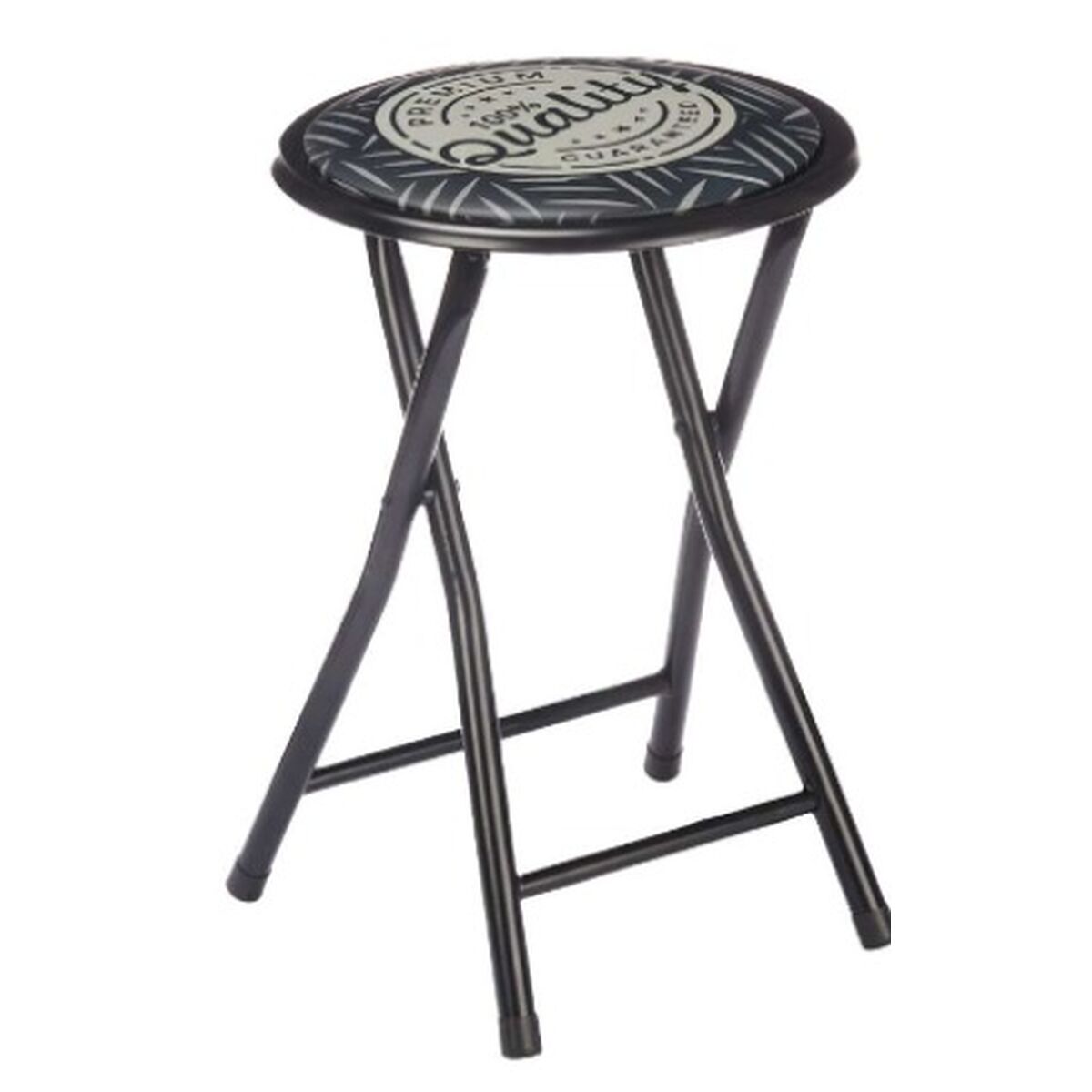 Folding Stool Quality Black Grey PVC Metal 30 x 30 x 45 cm (10 Units)