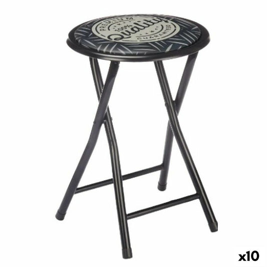 Folding Stool Quality Black Grey PVC Metal 30 x 30 x 45 cm (10 Units)