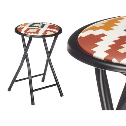 Folding Stool Boho Chic Black PVC Metal 30 x 30 x 45 cm (10 Units)