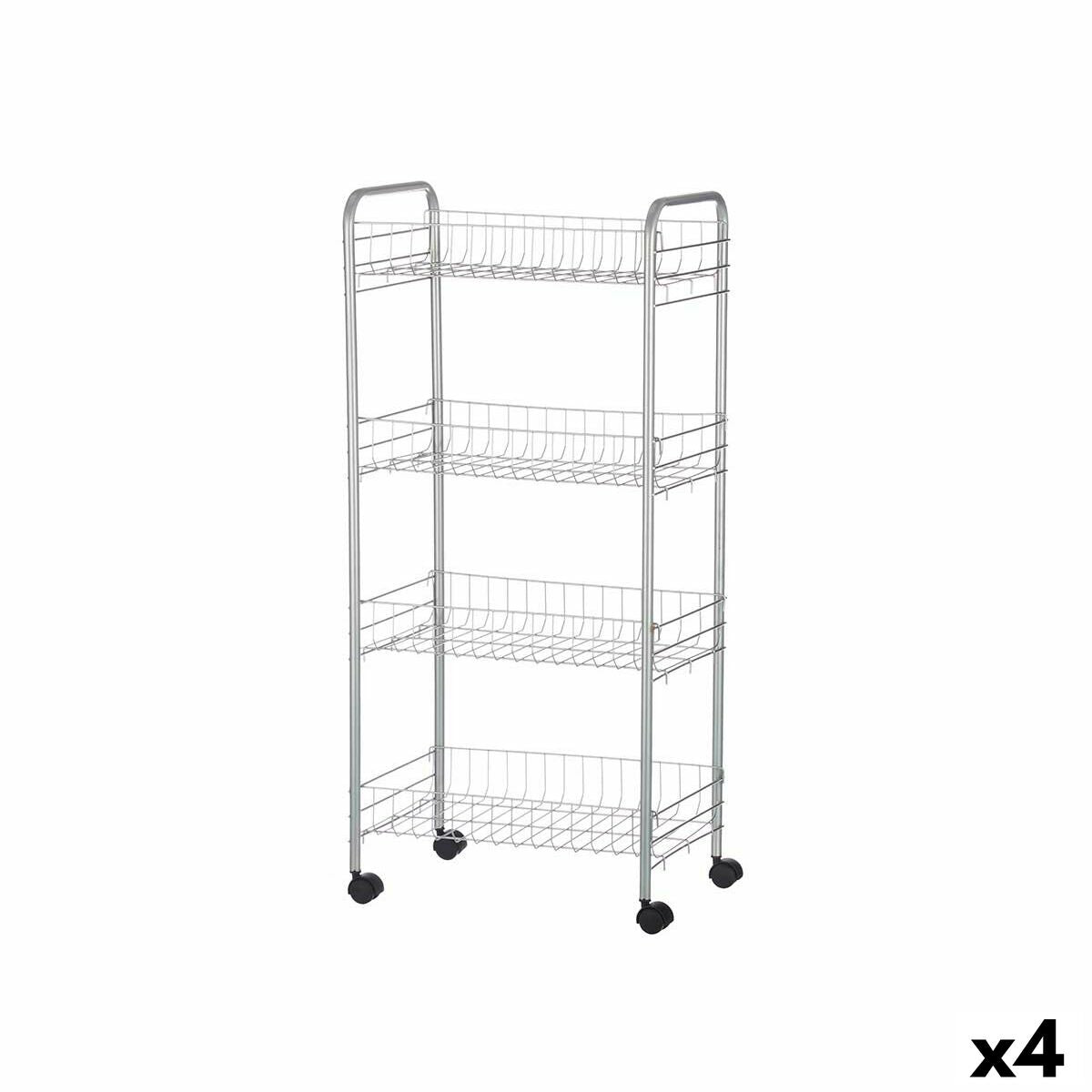 Vegetable trolley Silver Metal Plastic 37 x 27 x 82,5 cm (4 Units) Kinvara