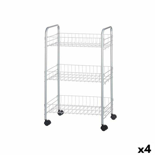 Vegetable trolley Silver Metal Plastic 37 x 27 x 62,3 cm (4 Units) Kinvara