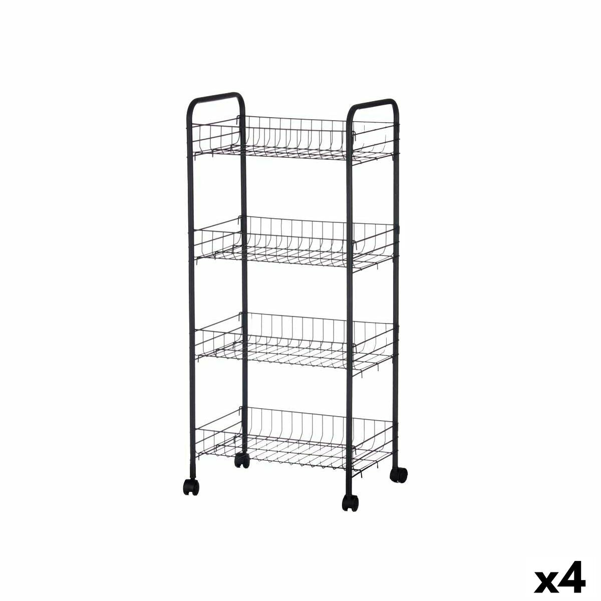 Vegetable trolley Black Metal Plastic 40,5 x 27 x 82,5 cm (4 Units) Kinvara