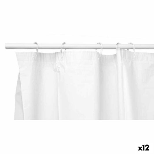 Shower Curtain White Polyethylene EVA 180 x 180 cm (12 Units)