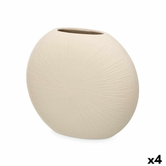 Vase Beige Ceramic 29 x 26 x 11 cm (4 Units) Circular Gift Decor