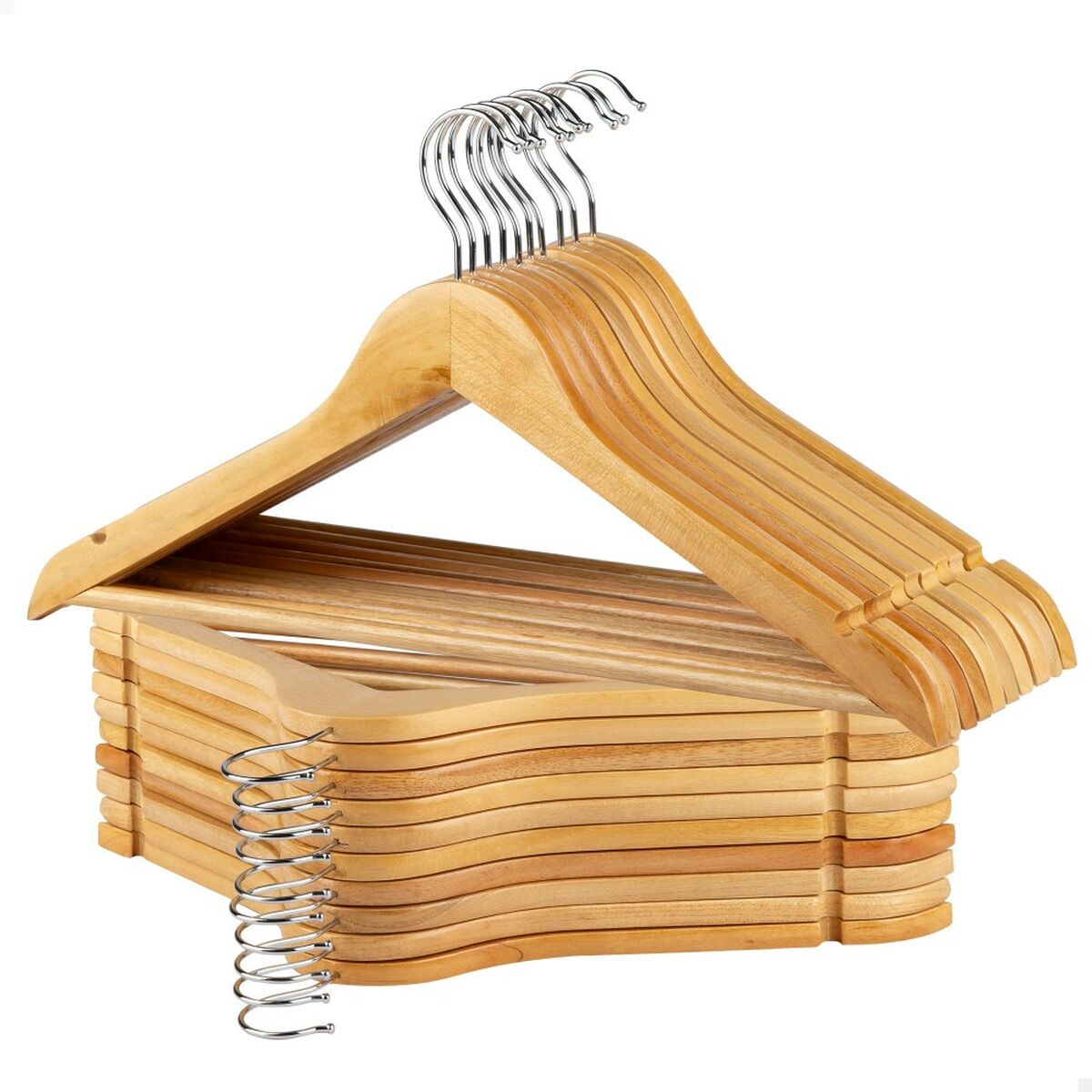 Set of Clothes Hangers Max Home Natural Wood Steel 44,5 x 23 x 1 cm 20 Pieces (4 Units)