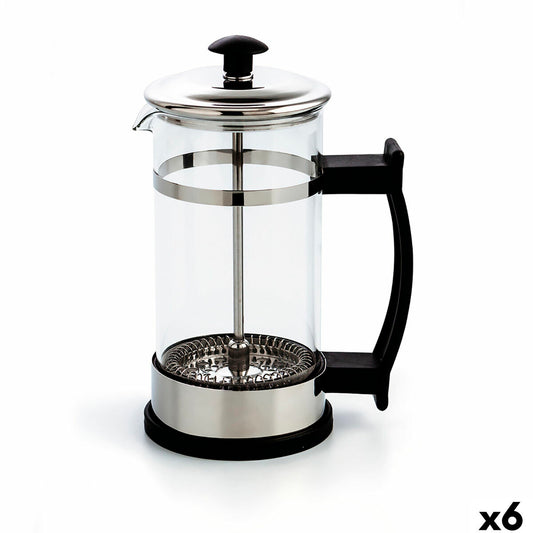 Cafetière with Plunger Quid Serenia Transparent Glass Stainless steel 350 ml (6 Units) Quid