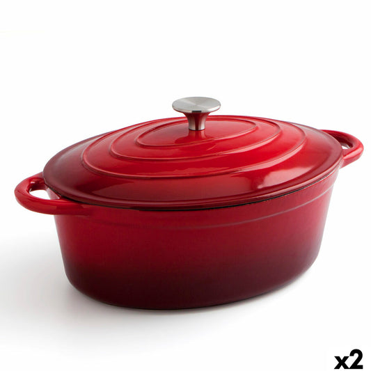 Casserole with lid Bidasoa Fierro Red 4,3 L 30 x 23 cm (2 Units)